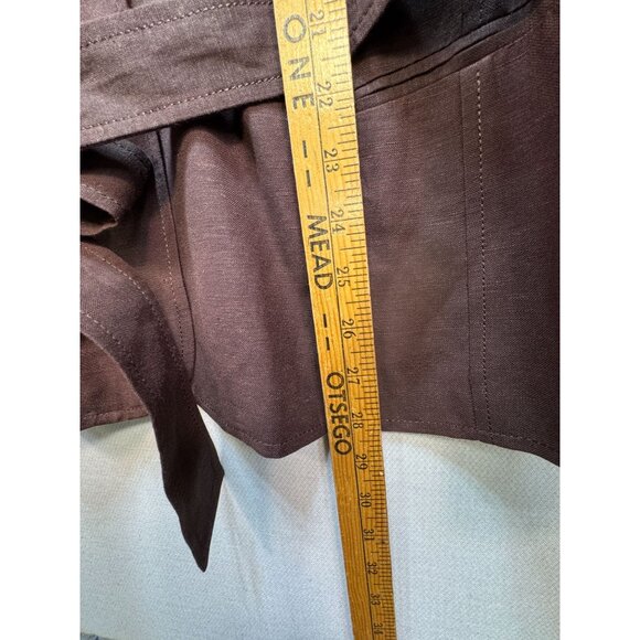 Larry Levine Women's Linen Blazer Size 20W Brown Two Button Belted Stretch - Picture 5 of 13